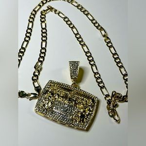 24 inch chain with last supper pendant 14k gold plated beautiful